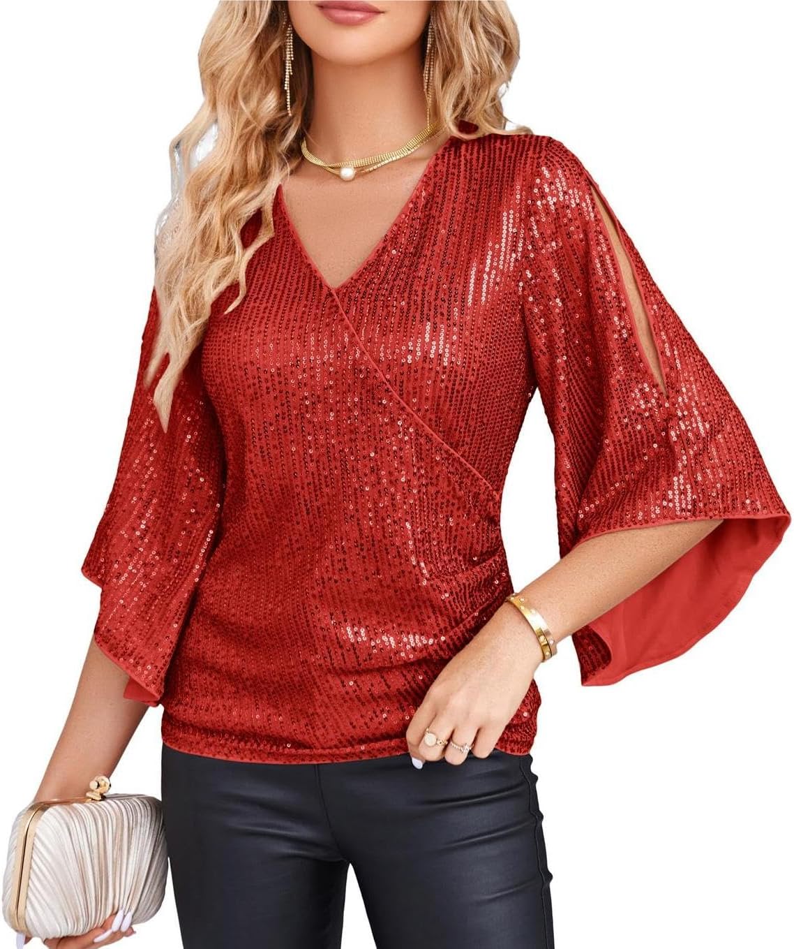 GRACE-KARIN-Donne-Batwing-34-Maniche-in-Chiffon-Top-Scollo.jpg